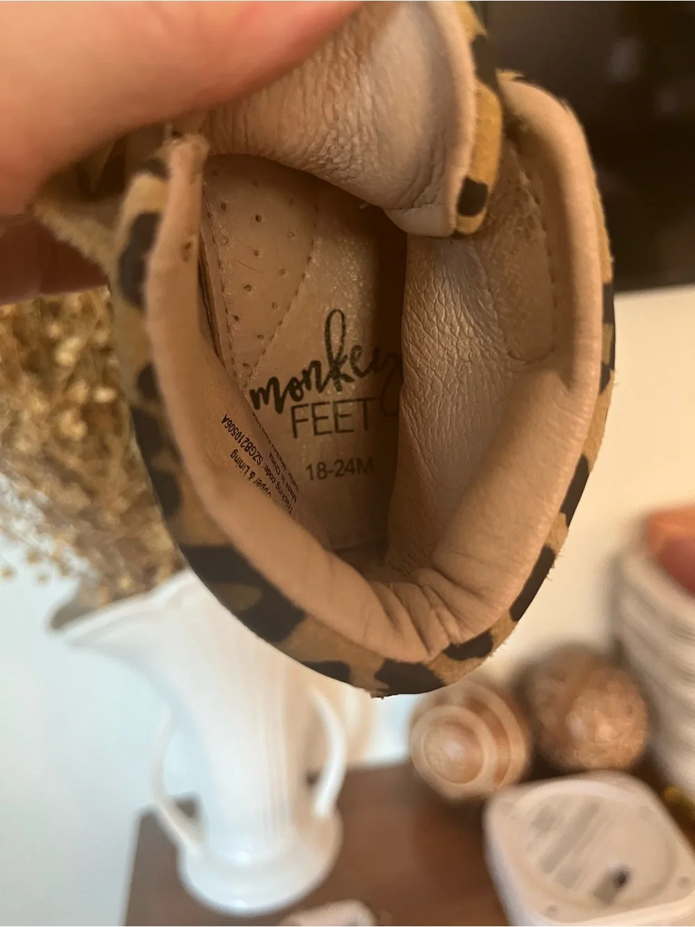 Monkey Feet Toddler Leopard High-Top Sneakers in Tan and Black